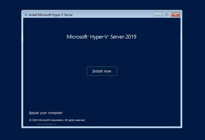Install Hyper-V Server 2019